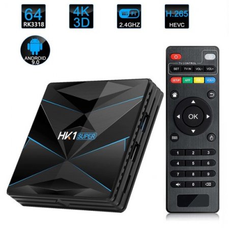 HK1 Super 4K Smart TV BOX Android 9.0 RK3318 Quad-core 4GB RAM 128G 64G ROM BT 4.0 2.4G/5G Wifi Set Top Box Media Player