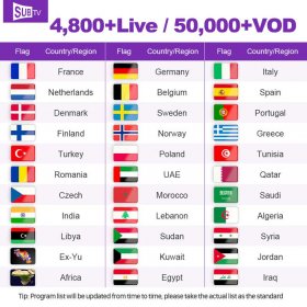 12 Months SUBTV Code IPTV France Europe Support 3 Devices for Android APK Smart tv iptv m3u