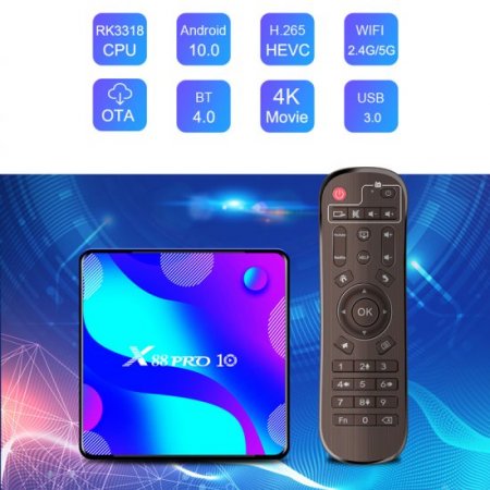 X88 PRO 10 Smart TV Box Android 10.0 4GB 32GB 64GB 128GB Rockchip RK3318 2.4/5G Wifi X88PRO 10 tv Set Top Box ship from france