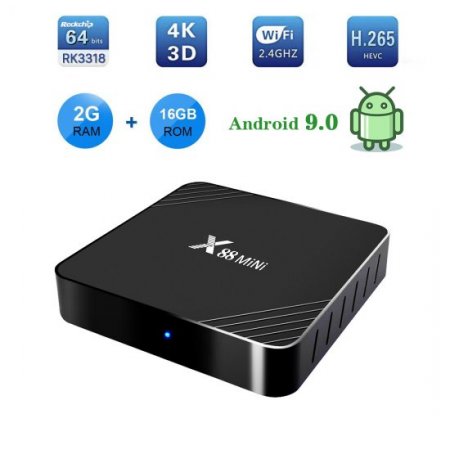 X88 Mini Smart TV Box Android 9.0 RK3318 Quad Core 4K Set top Box 2GB 16GB USB 3.0 2.4G Wifi 100M X88mini H.265 Android Tv box