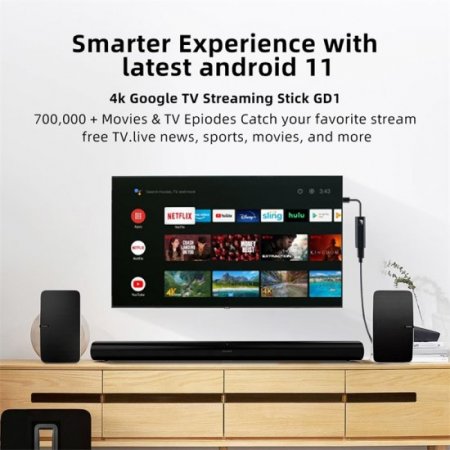 4K DCOLOR GD1 2+16 Android 11.0 TV STICK Amlogic S905Y4-B 2GB 16GB BT5.0 2.4GHz/5 GHz WIFI Smart TV STICK