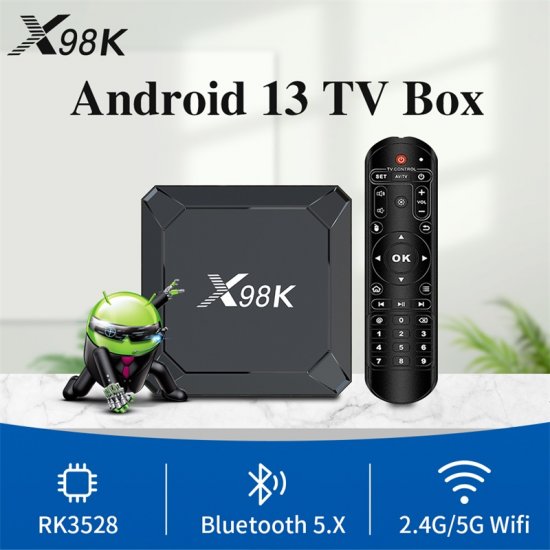X98K Android 13 TV Box Rockchip RK3528 4GB RAM WiFi6 BT5.0 4K Streaming Smart OTT Android TV Box with Gigabit Ethernet Set Top Box