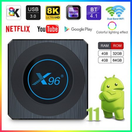 X96X4 4gb 64gb Amlogic S905X4 Tv Box Android 11 2.4G/5G Wifi Smart Tv Box Android Wifi 1000M Media Player 8k X96X4 Ship from france